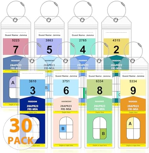 30 Pack Luggage Tags Travel Essentials & Cruise Essentials for NCL, Princess, Carnival, Royal Caribbean & Celebrity Cruise Ships by SEAVILIA