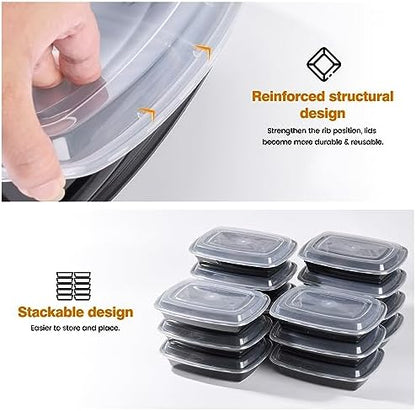 Glotoch Meal Prep Containers Reusable, 50Pack 32oz Plastic Food Prep Storage Containers with Lids,BPA Free,Microwave, Dishwasher Safe Disposable To Go Containers for Meal Plan,Single Compartment