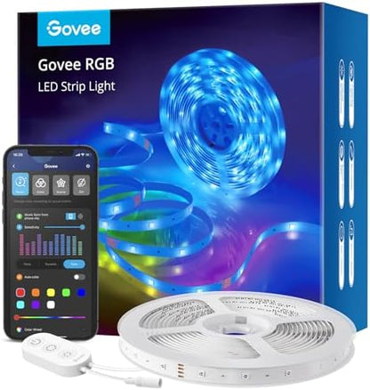 Govee Smart RGB LED Strip Lights, 16.4ft WiFi LED Strip Lighting Work with Alexa and Google Assistant, 16 Million Colors with App Control and Music Sync LED Lights for Bedroom, Home Decor