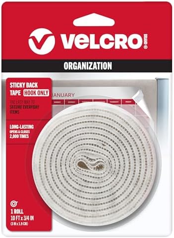 VELCRO Brand - Sticky Back Fasteners - Hook Only | Perfect for Home or Office | 10 ft x 3/4 in Tape | White
