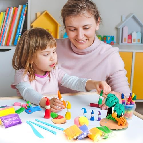 Air Drying Clay Kids 102 Colors, Modeling Magic Clay Kit with Sculpting Tools,Non-Toxic and Non-Sticky,Classroom Activities & Art and Crafts Creative Play Gifts for Boys & Girls Age 3-12