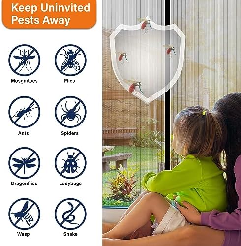 Mesh Screen with Magnetic Closure-Keeps Bugs Out Let Breeze in, Heavy Duty - Pet and Kid Friendly, Works with Front, Sliding Doors (38 x 82 Inch)