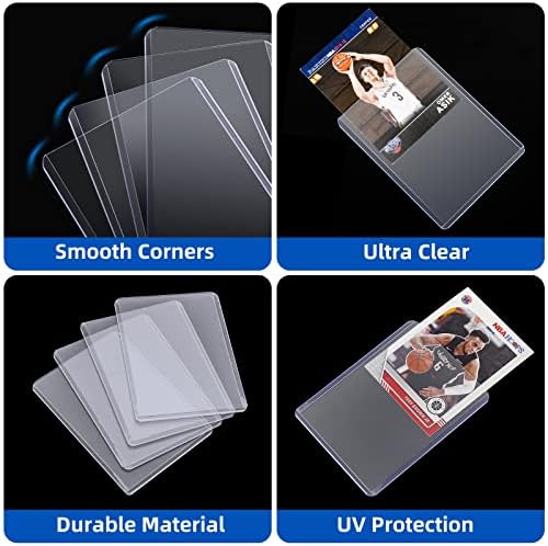 400 Card Sleeves Top Loaders for Cards, Arjiekwei 3"X4" Baseball Card Protectors Hard Plastic, Premium Toploaders Card Holder for Trading Sports Football Game Cards(200 Top Loaders + 200 Card Sleeves)