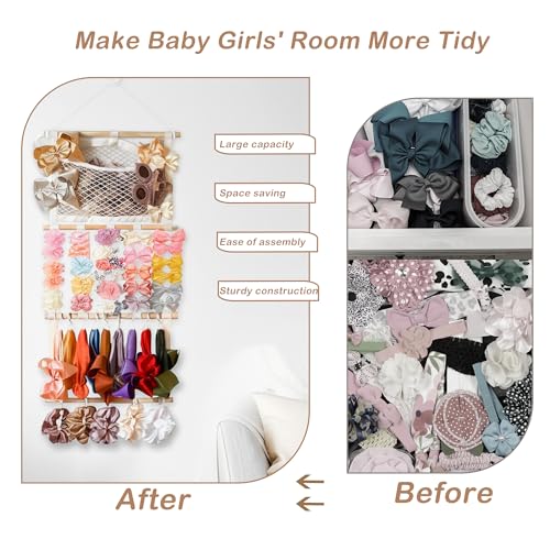 kangaroo Headband Holder Hair Bows Organizer,Large Capacity Bow Holder Hair Accessories Wall Hanging Organizer for Toddler Baby Girl Nursery Room Decor