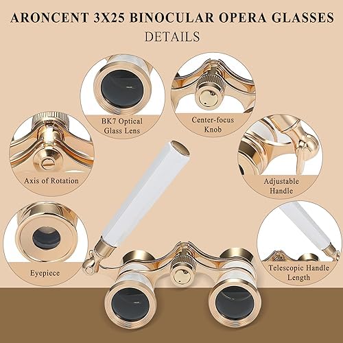 Aroncent Portable Binoculars 3x2.5 Magnification for Theatre Sports Concert Outdoor Camping Color Choice, Base Metal