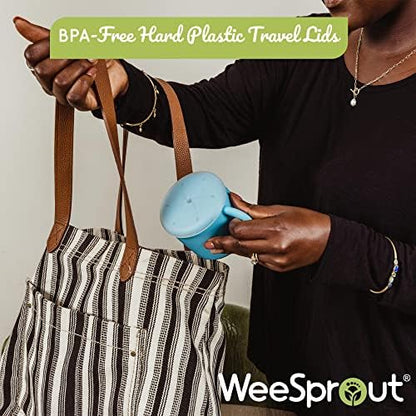 WeeSprout Snack Containers, Food Grade Silicone Snack Cups, Spill-Proof Tops For Toddlers and Babies, Premium Hard Plastic Travel Lids, Dishwasher Safe Toddler and Baby Cups,