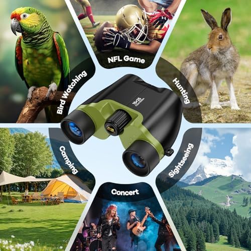 High Powered 15x25 Compact Binoculars for Adults&Kids with BAK4 Prism,FMC Lens,Waterproof Binocular with Low Light Vision,Small Binoculars for Cruise Ship/Bird Watching/Theater/Travel/Sightseeing