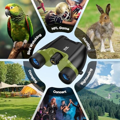 High Powered 15x25 Compact Binoculars for Adults&Kids with BAK4 Prism,FMC Lens,Waterproof Binocular with Low Light Vision,Small Binoculars for Cruise Ship/Bird Watching/Theater/Travel/Sightseeing