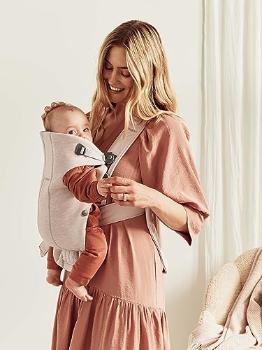 BabyBjörn Baby Carrier Mini, 3D Jersey, Light Beige | Newborn Carrier (7-25 lbs), Ergonomic, Easy-to-Use