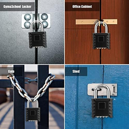 Heavy Duty Combination Padlock, Large Outdoor Padlock [One-Touch Unlocking] High Security Weatherproof, Design of Hidden Password Suitable for Locker, Home, School, Garage, Gate, Garden