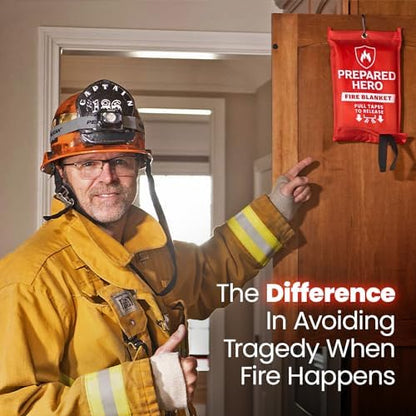 Prepared Hero Emergency Fire Suppression Blanket - 2 Pack, 40' x 40' Fiberglass Blanket for Kitchen and Home