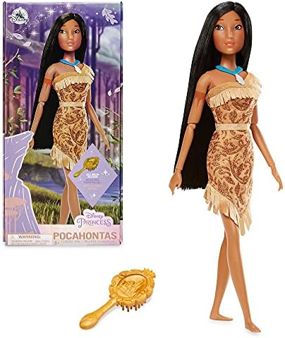 Disney Store Official Disney Princess Classic Doll (Pocahontas), 11 Inches, Includes Brush with Molded Details, Fully Posable Toy in Classic Outfit - Disney Princess Toys for Girls