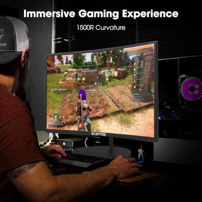 Sceptre Curved 27" FHD 1080p 75Hz LED Monitor HDMI VGA Build-In Speakers, EDGE-LESS Metal Black 2019 (C275W-1920RN)