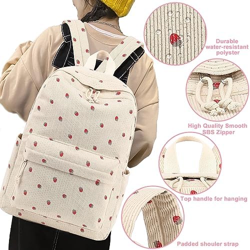 School Backpack for Teen Girls Bookbags Elementary High School Corduroy Laptop Bags Women Travel Daypacks