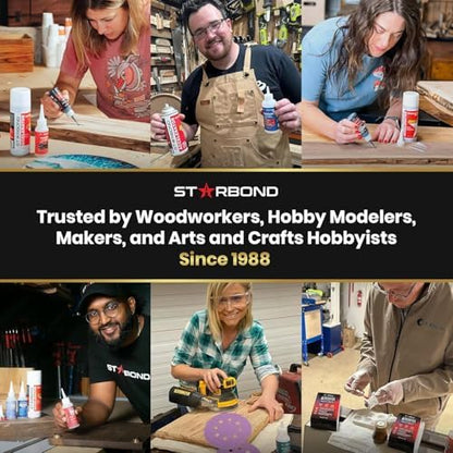 Starbond 4 oz Medium CA Glue with 6 oz Activator Bundle, Premium Cyanoacrylate Super Glue, for Quick Repair, Woodworking, Woodturning, Hobby Models