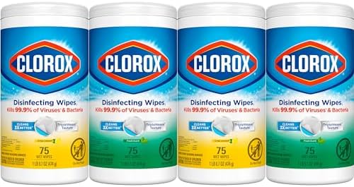 Clorox Disinfecting Wipes Value Pack, Bleach Free Cleaning Wipes, Dorm Room Essentials, 75 Count Each, Pack of 4