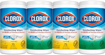 Clorox Disinfecting Wipes Value Pack, Bleach Free Cleaning Wipes, Dorm Room Essentials, 75 Count Each, Pack of 4