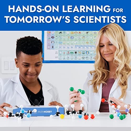 OLD NOBBY Organic Chemistry 239 Piece Model Kit - Molecular Model Kit with Atoms, Bonds, Instructional Guide, Bond Removal Tool, and Bonus Molecular Stencil