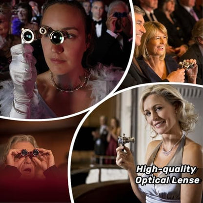 Opera Glasses Binoculars, Theatre Binoculars, 3X25, Metal Material, Vintage and Refined, with Adjustable Handle for Adults Kids Women in Musical Concert Cinema.