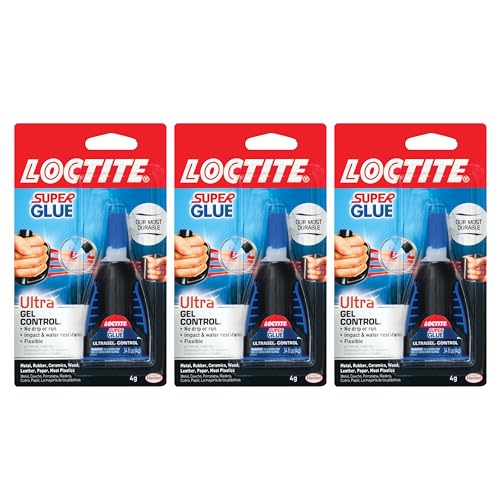 Loctite Super Glue Ultra Gel Control, Clear, 0.14 fl oz Bottle, 3 Pack - Superglue for Plastic, Wood, Metal, Crafts & Repair, Cyanoacrylate Adhesive Instant Glue, Quick Dry