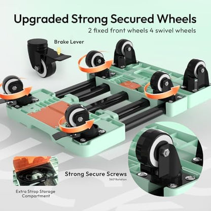 Folding Hand Truck 600lbs, Portable Heavy Duty Dolly Cart, 6 Wheels Collapsible Luggage Cart with 2 Elastic Ropes - Compact Trolley Cart for Easy Moving - Ideal Hand Cart for Travel and More