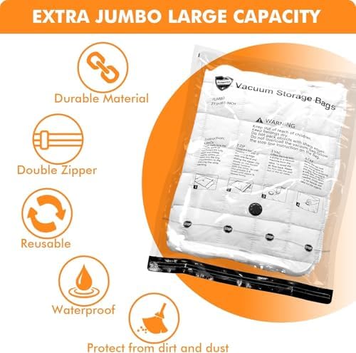 32 Pack Vacuum Storage Bags with Electric Pump,Plastic Packaging Bags,Space Saver Bag for Clothes, Mattress, Blanket, Duvets, Pillows, Comforters,Travel