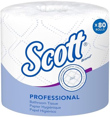 Scott Professional Standard Roll Bulk Toilet Paper (04460), 2-Ply, Elevated Design, White, Individually Wrapped (80 Rolls of 550 Sheets, 44,000 Sheet Total)