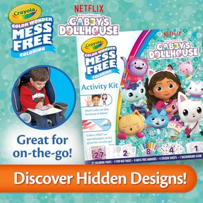 Crayola Color Wonder Gabby's Dollhouse Activity Kit, Mess Free Coloring Set for Toddlers, Travel Activities, Toddler Toys, Gifts for Girls & Boys