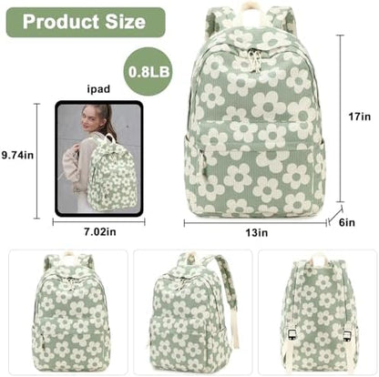 School Backpack for Teen Girls Bookbags Elementary High School Corduroy Laptop Bags Women Travel Daypacks