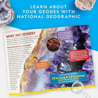 NATIONAL GEOGRAPHIC Break Open 5 Jumbo Geodes - Earth Science Kit with 5 Premium, Extra-Large Geodes with Crystals, Goggles & Display Stands, Science Gifts, Fun Stuff for Kids (Amazon Exclusive)