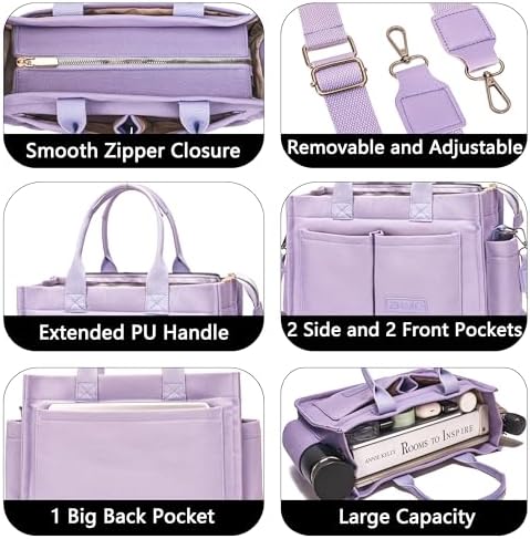 Tote Bag for Women With Compartments,Large Canvas Tote Women's Purse Crossbody Bags Work Laptop Book Bag Satchels Handbags