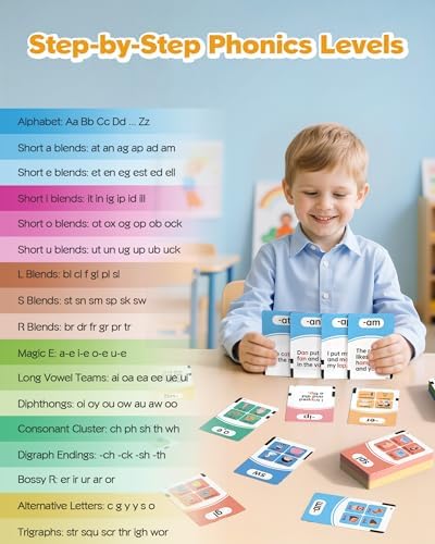 Phonics Talking Flash Cards for Toddlers 2-8, Airbition Learn to Read in 20 Stages, Digraphs CVC Blends Long Vowel Sounds Spelling Reading,Kindergarten First Second Grade Homeschool Educational Study