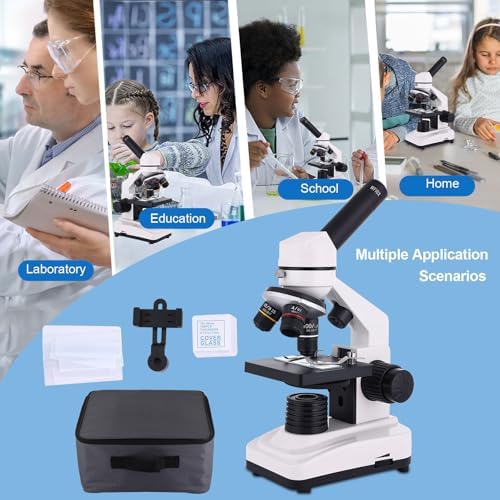 Microscope for Adults & Kids, 40X-2500X High-Power Compound Microscope for Students, School Lab & Home Schooling,Features Prepared Slides Set & Phone Adapter
