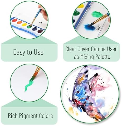 Mr. Pen- Washable Watercolors, 24 Pack, 8 Colors with Paint Brush, Bulk Watercolor Paint Set, Water Color Painting Kids, Watercolors for Kids and Adults