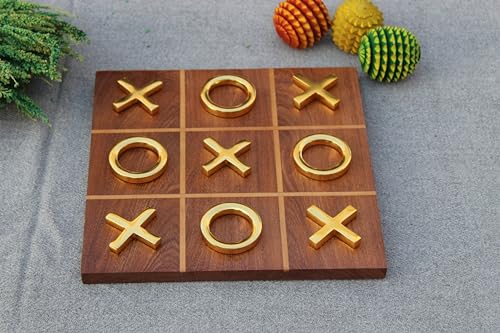 T one wooden Tic Tac Toe Game for farmhouse decor | coffee table decor | Table Top modern home decor for Living Room | board games for adults (Design-3)