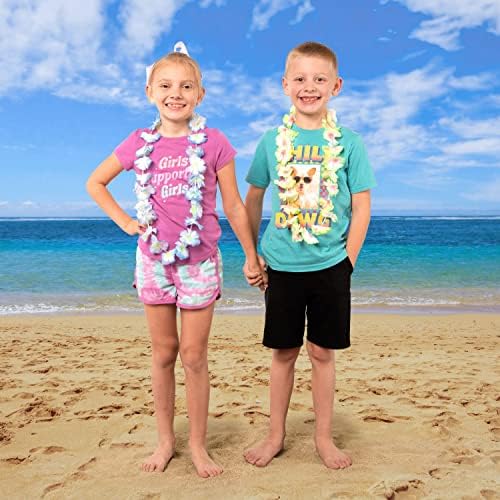 Joyin Toy 60 Counts Hawaiian Leis Bulk, Tropical Flower Lei Hawaiian Lei Beach Hawaii Luau Party Favors Decoration Birthday Party Supplies