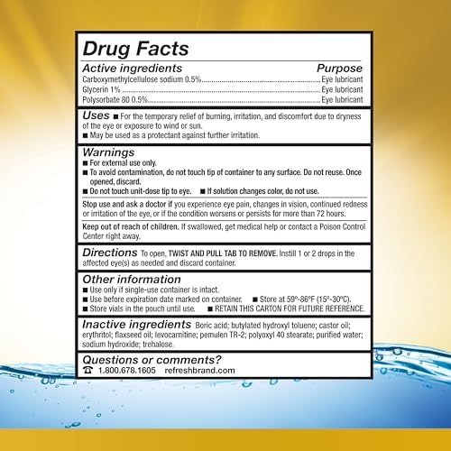 Refresh Optive MEGA-3 Lubricant Eye Drops Preservative-Free Artificial Tears, 0.01 fl oz (0.4 mL), 60 Single-Use Containers (Pack of 2)