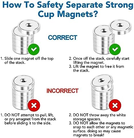 LOVIMAG Strong Magnets,150lb+ Waterproof Super Strong Neodymium Magnet with Hole,Strong Rare Earth Cup Magnets with Heavy Duty Countersunk Hole and Screws for Tool Room,Workplace(Silver, 10 Pack)