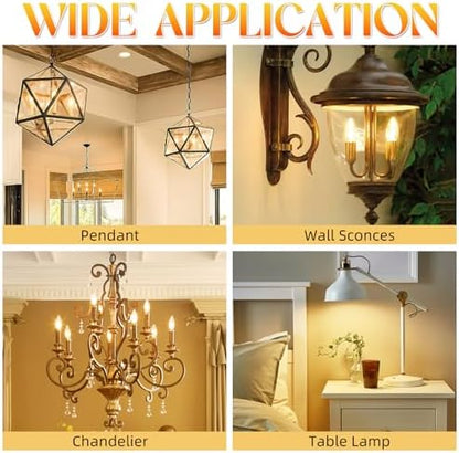 E12 Candelabra Bulb 40 watt Equivalent, E12 LED Bulb Non-Dimmable Chandelier Light Bulbs, B10 Candle Light Bulbs 2700K Soft White, 90+CRI, 400LM, Cear Glass, 12 Pack