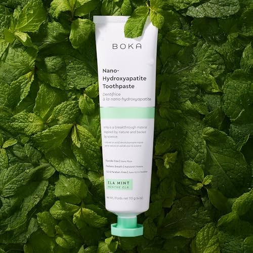 Boka Fluoride Free Toothpaste, Nano Hydroxyapatite Toothpaste, Appropriate for Sensitive Teeth - for Adult, Kids Oral Care - Ela Mint Flavor, 4 Fl Oz 3Pk US Manufactured