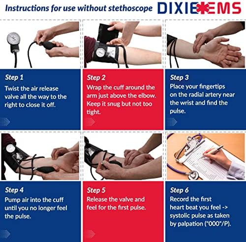 Dixie Ems Deluxe Aneroid Sphygmomanometer Blood Pressure Set W/Adult Cuff, Carrying Case and Calibration Tool - Purple