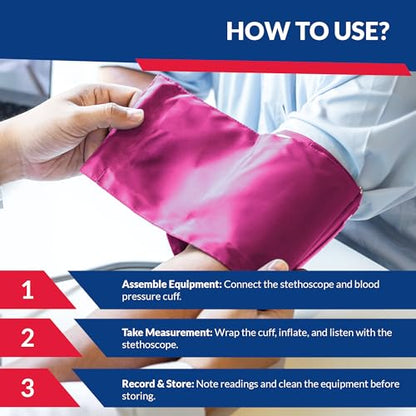 Dixie EMS Blood Pressure and Sprague Stethoscope Kit - Pink