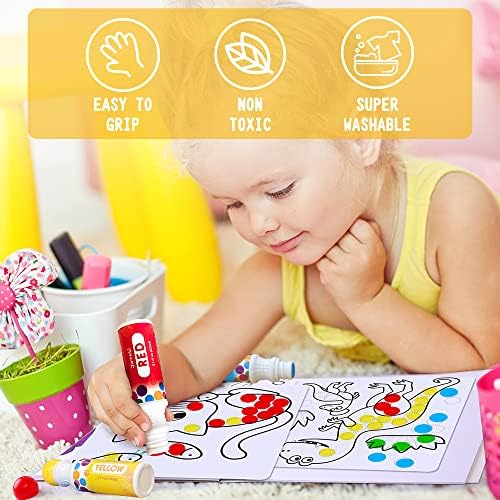 Jar Melo Washable Dot Markers for Toddlers 1-3, 8 Colors Dot Paints with 108 PDF & 10 Physical Activity Papers, Non-Toxic Bingo Daubers for Toddlers 2-4, Kids Arts and Crafts Supplies