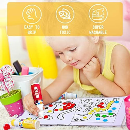 Jar Melo Washable Dot Markers for Toddlers 1-3, 8 Colors Dot Paints with 108 PDF & 10 Physical Activity Papers, Non-Toxic Bingo Daubers for Toddlers 2-4, Kids Arts and Crafts Supplies