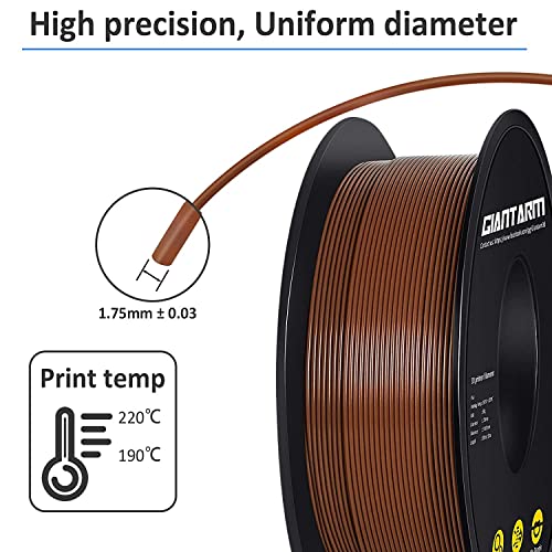 GIANTARM 3D Printer Filament, Brown Pla Filament, 1Kg(2.2lbs) Spool, 1.75mm Dimension Accuracy +/- 0.03mm, 3D Printing Filament