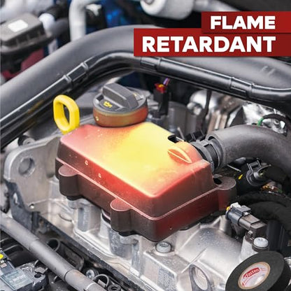 XFasten Black 3/4-Inch x 90-Feet (5-Pack) High-Heat Resistant Cloth Electrical Tape for Automotive Wire Loom