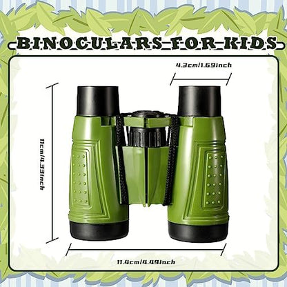 Libima 24 Pcs Binoculars for Kids Educational Compact Kids Binoculars with Neck String Toddler Telescope for Boys Girls Learning Bird Watching Camping Hiking Travel Safaris Birthday Gifts(Green)