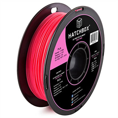 HATCHBOX 1.75mm True Pink PLA 3D Printer Filament, 1 KG Spool, Dimensional Accuracy +/- 0.03 mm, 3D Printing Filament