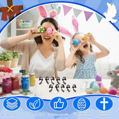 Bememo 100 Pcs Little Jesus Figures Jesus Loves You Original Design Rubber Pocket Toys Little Figures to Hide and Seek Sunday School Religious Party Share Gifts(Black)