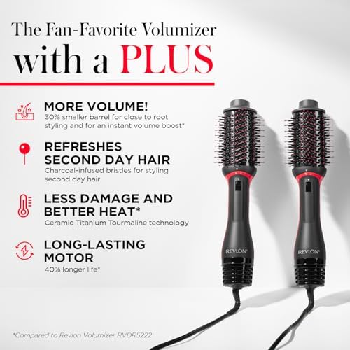 REVLON One Step Volumizer PLUS Hair Dryer and Styler | More Volume, Less Damage, and More Styling Control for Easy and Fast Salon-Style Blowouts, Plus Travel Friendly (Black)